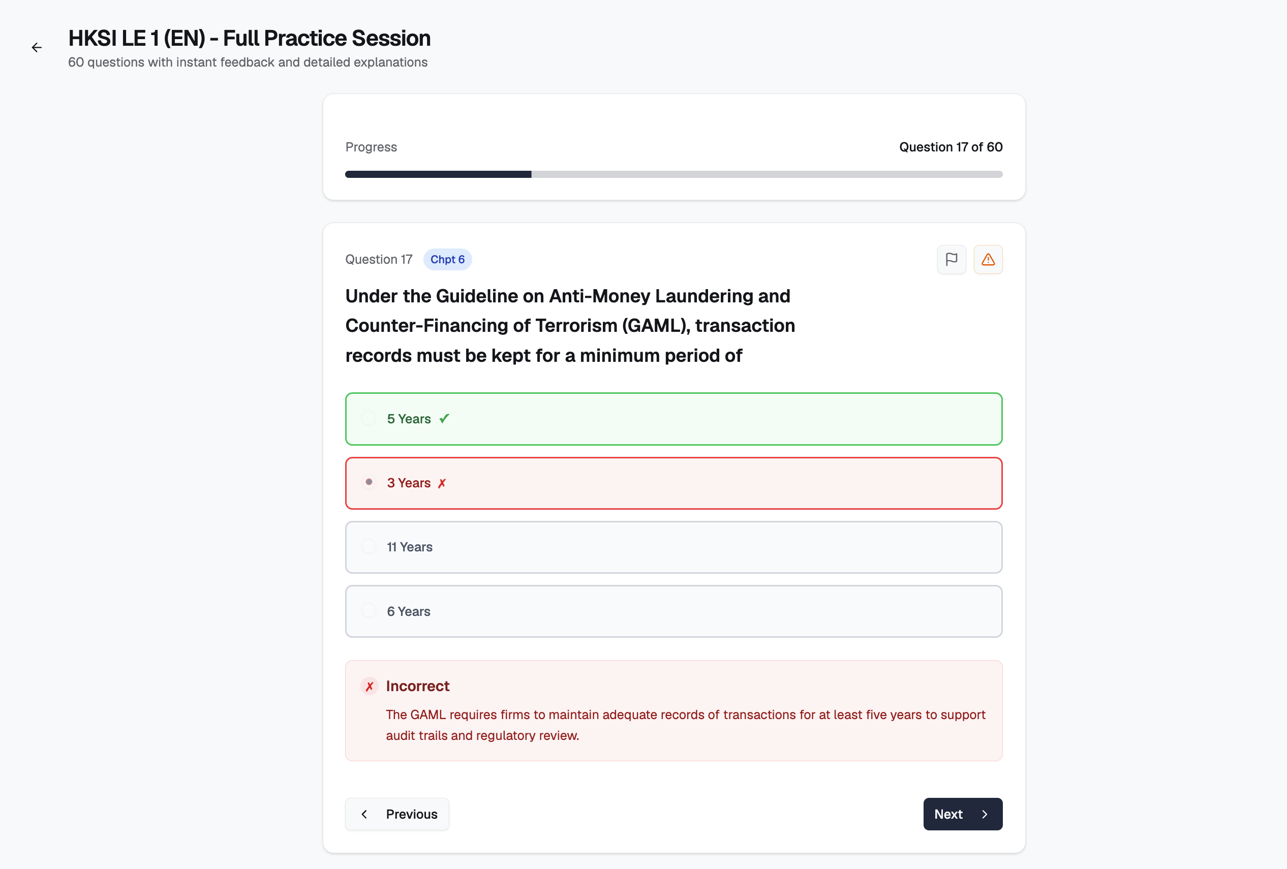 Real practice mode view from HK Licensing Prep