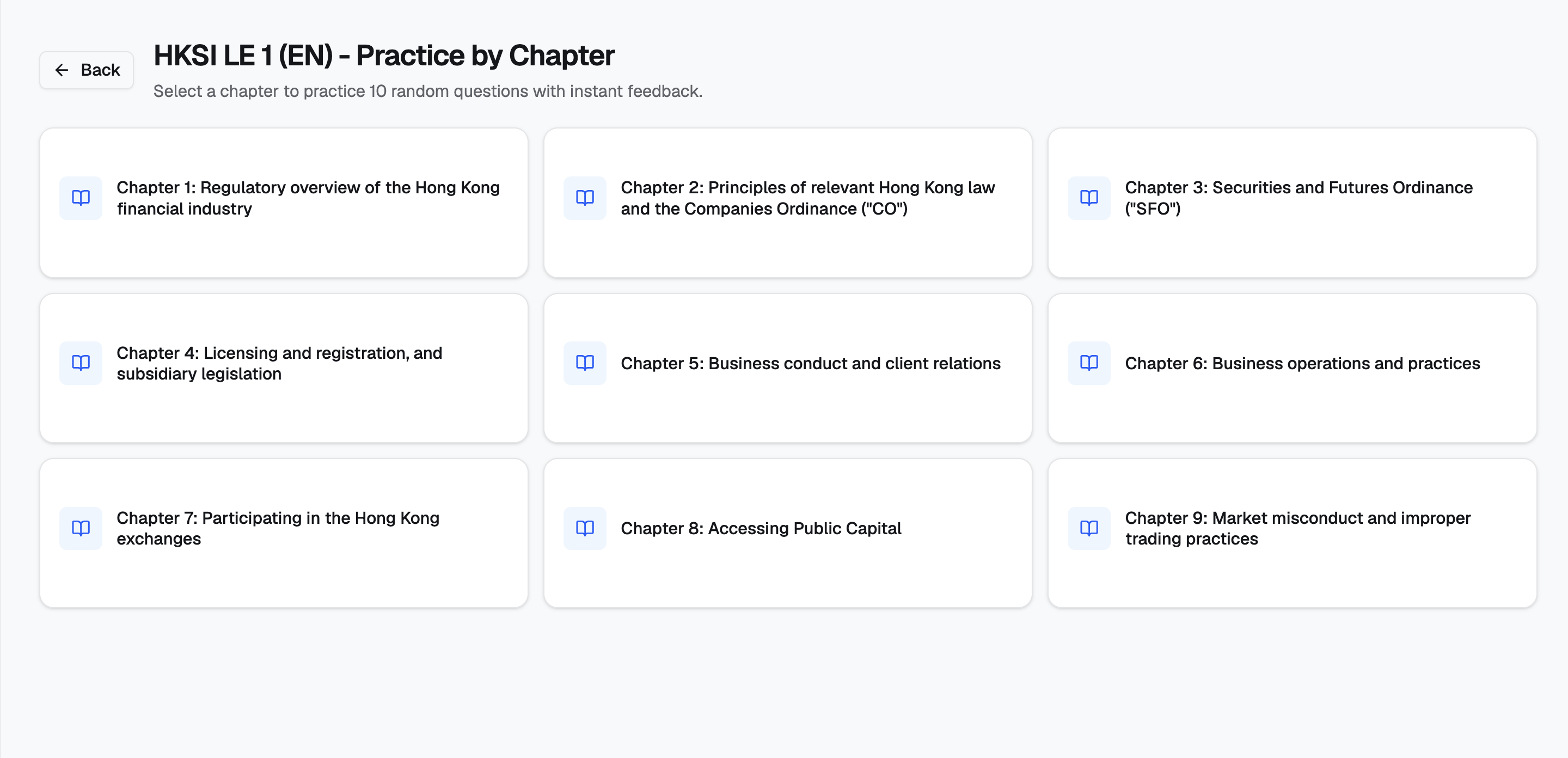 Practice by chapter