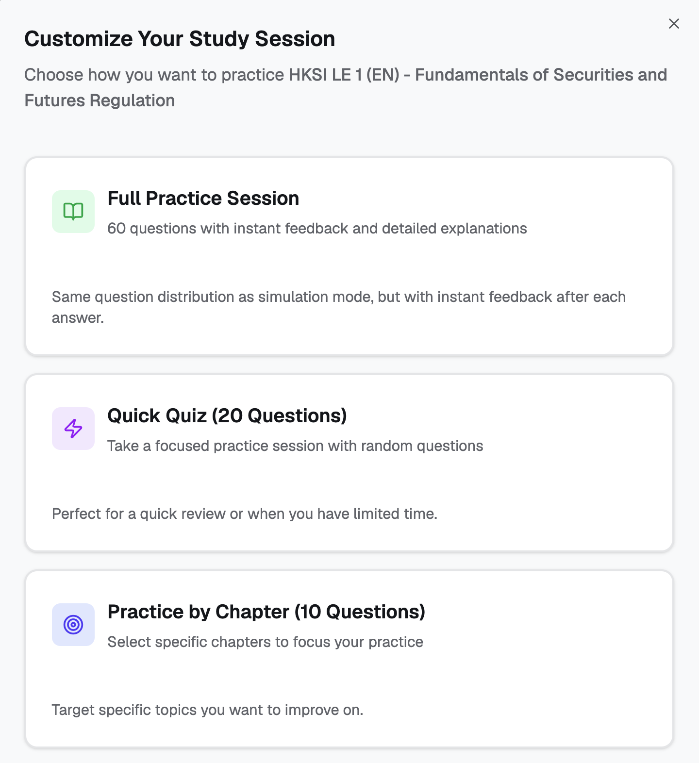 Customize your study session