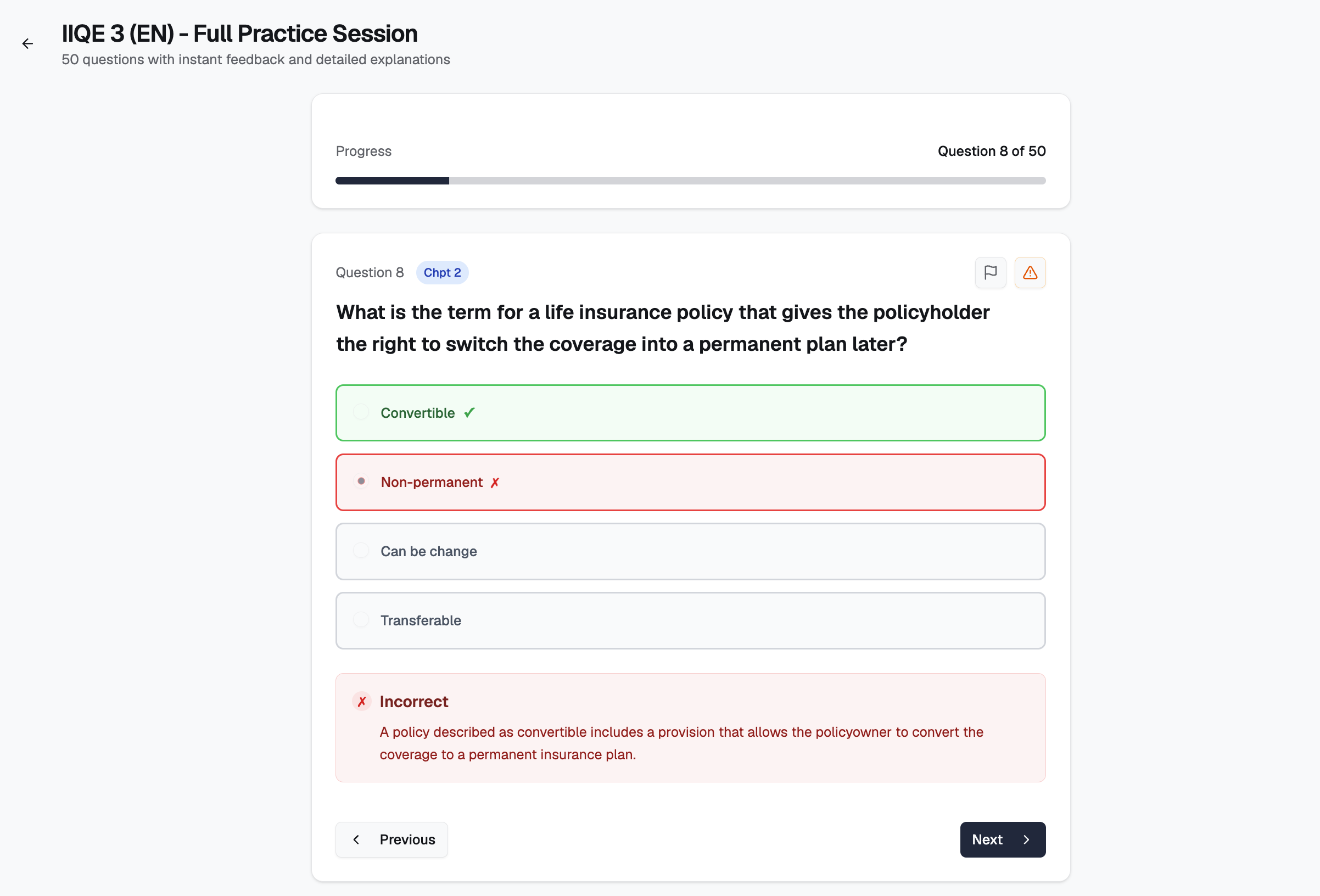 Real practice mode view from HK Licensing Prep