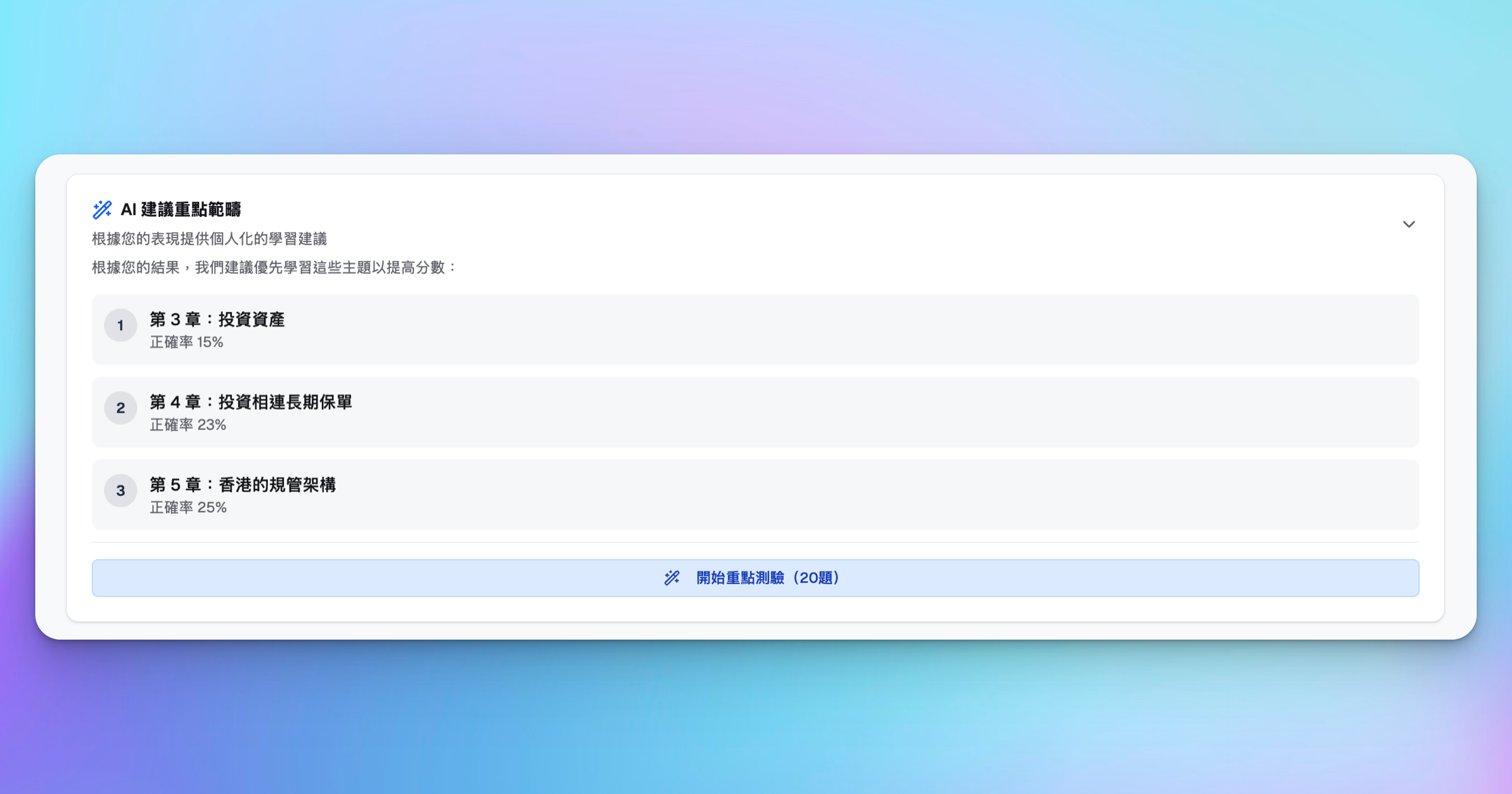 HK Licensing Prep 的 AI 針對性溫習模式