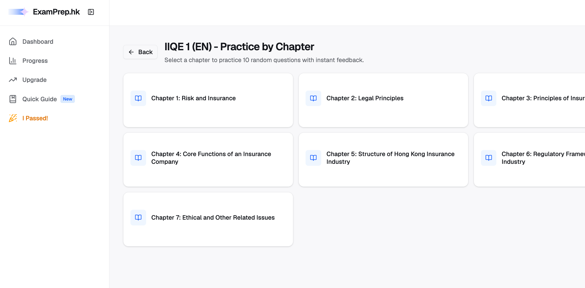 Practice by chapter
